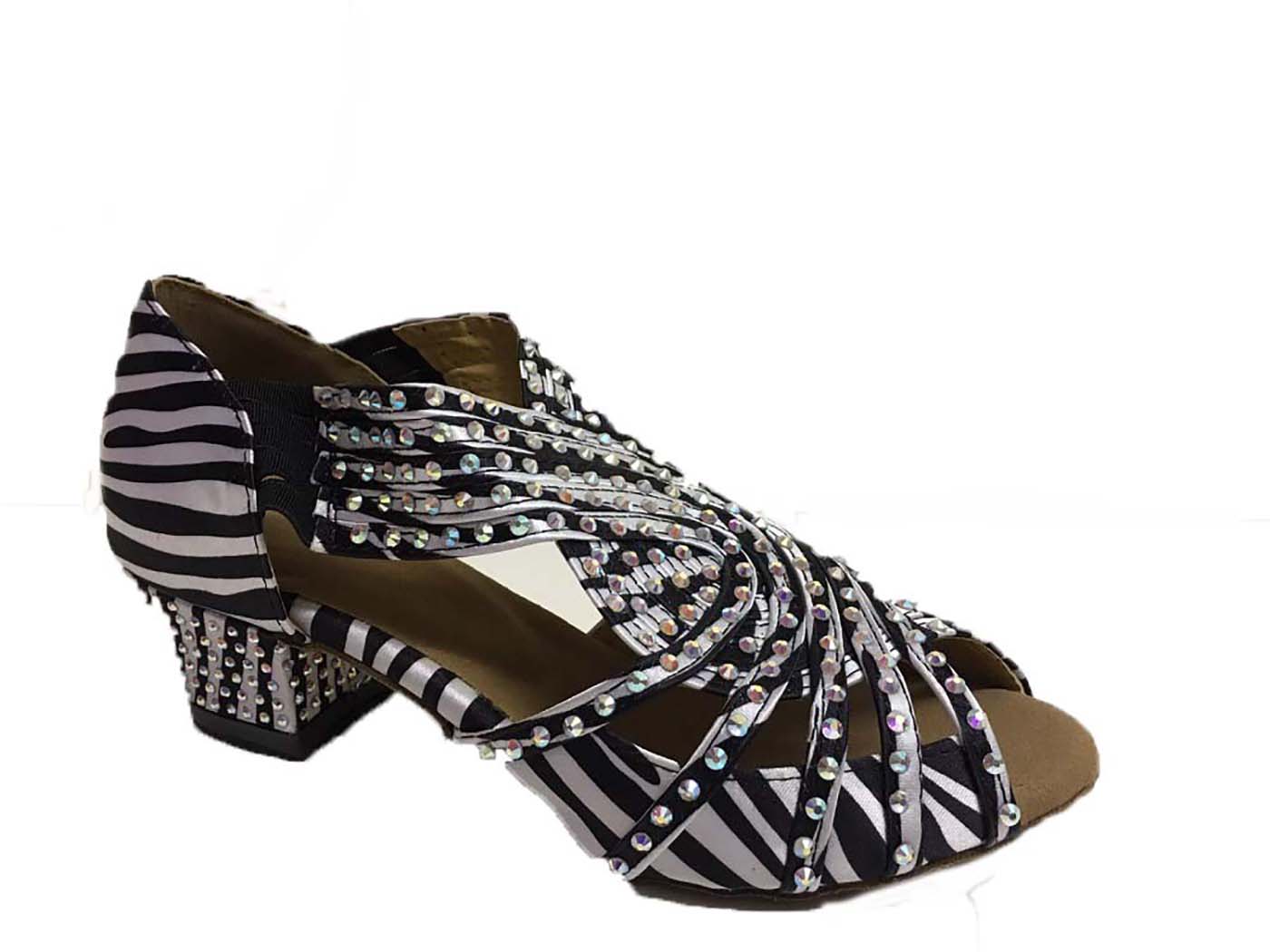 300107 Zebra Satin with Diamante Stones