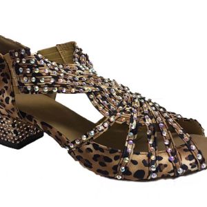 300108 Cheetah Satin with Diamante Stones