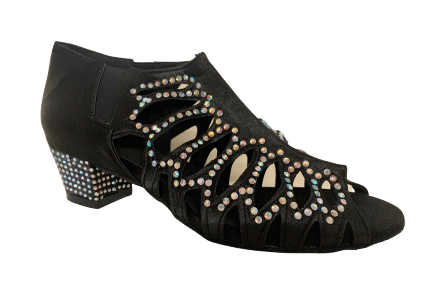 300401 Black Satin with Diamante Stones