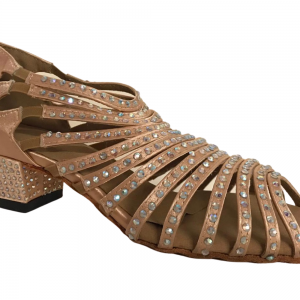 300316 Champagne Satin Gladiator with Diamante Stones